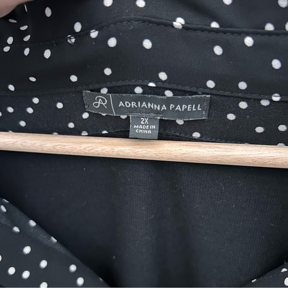 Adrianna Papell Black Polka Dot Twofer Sweater with Collar Size 2X - Picture 3 of 9